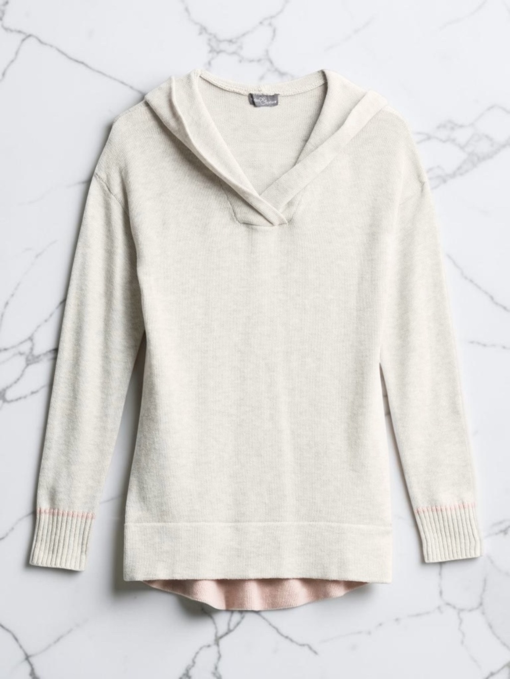 Market & Spruce Layna Hooded Cotton Blend Pullover - Light Grey